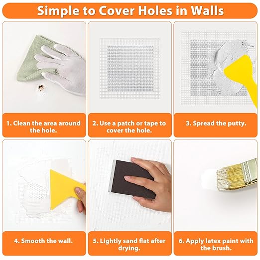 Dry Wall Patch Repair Kit, 22OZ Spackle Wall Repair Paste White Putty with Scraper Mesh Tape, Drywall Hole Repair Patch Kits for Wall Surface Fill Quick & Sheetrock Ceiling Crack Damage Mending