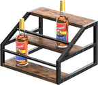 Coffee Syrup Rack Organizer, Spice Racks, Syrup Bottle Holder Stand for Coffee Bar, 3-Tier 12 Bottles Storage Shelves for Syrup, Wine, Dressing for Kitchen Countertop, Rustic Brown