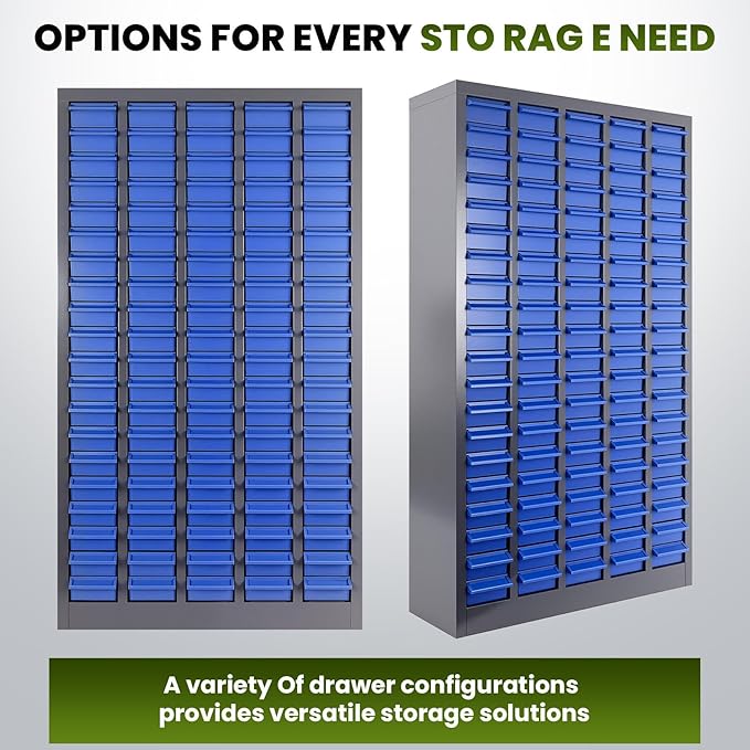 100-Drawer Grey Parts Cabinet, ABS Material Nuts Bolts Screw Nail Bins Tool Storage Cabinet Screw Drawer Organizer, Heavy-Duty Industrial Parts Cabinet for Workshop, Office, Hardware (100 Drawers)