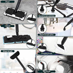 Steam Cleaner,Multipurpose Neat Canister Steamer with 21 Accessories, 5 Mins Heating with 1.5L Tank,Rolling Cleaning Machine for Carpet, Floors,Windows,Mirrors,Glass and Cars (White orange)