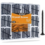 KURUI #6 * 2in Drywall Screws, Dry Wall Screws for Drywall Wood, 150Pcs Coarse Thread Sheetrock Screws - Black Bugle-Head Phillips Self Tapping Wood Screws