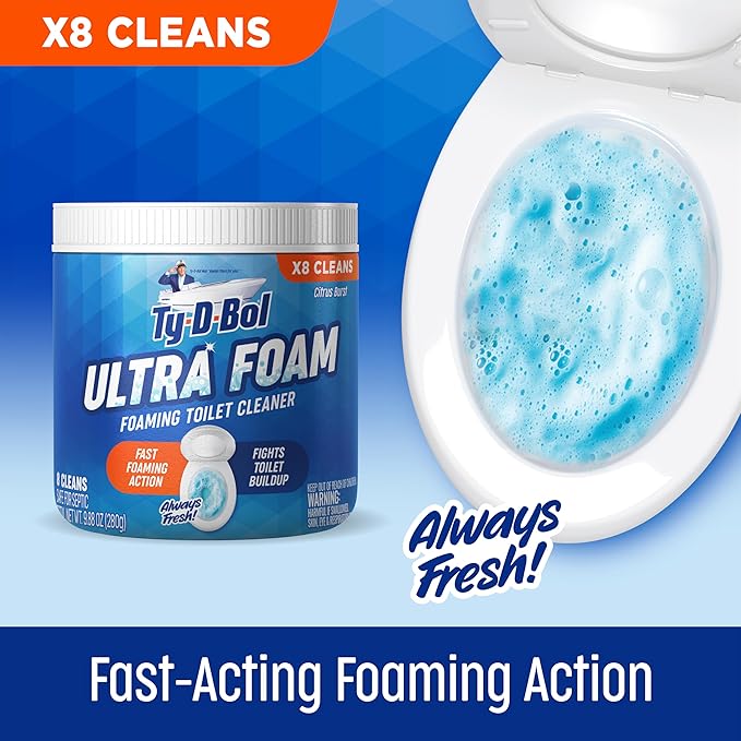 Ty-D-Bol Ultra Foam Toilet Bowl Cleaner - Provides Up to 8 Cleans - Citrus Scent - Fights Buildup and Eliminates Stains Using Immediate Foaming Action