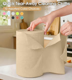 KitchLife Microfiber Cleaning Cloth Roll, 100 Pack - Tear-Away Microfiber Paper Towels, Lint-Free, Reusable, Washable for Kitchen, Car, Dishes, and Sensitive Surfaces (Wheat)