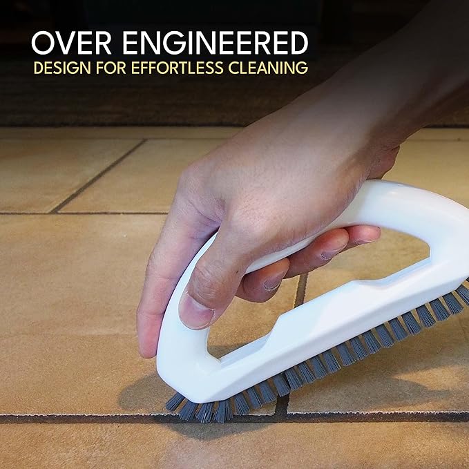 Grout Brush with Stiff Nylon Bristles, Heavy Duty Hand Grout Scrub Brush for Cleaning Baseboards, Floor, Corners, Tiles, Shower, Bath Tub, Floor, Tiles and Other Surfaces