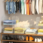 4 Tier Closet Organizers and Storage Shelves, Collapsible Stackable Storage Drawers Organizer Shelf Bins Baskets Containers for Truck Camper RV Closet Cupboard Wardrobe,Narrow, Sturdy Metal Frame