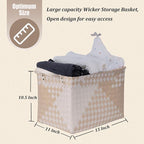 BROWNLILY Handwoven Clothes Basket Laundry Hampers Large Wicker Storage Baskets for Shelves Blankets Closet Storage Bins Car Bedroom Bathroom Organizers and Storage (Pack of 4, Khaki & Ivory White)