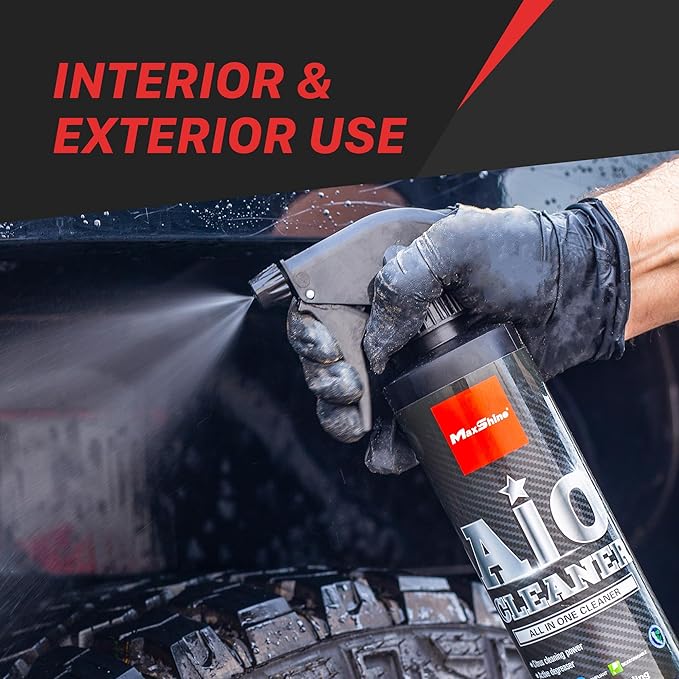 Maxshine All in One Interior Cleaner, Conditioner, & Protectant Kit (AC09) - Professional Grade Interior Detailing - 5 Pack Microfiber Towels - Works on Vinyl, Leather, Plastic, & Upholstery