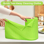 LIVOS Microfiber Cleaning Cloth Roll - 80 Pack, Reusable Paper Towels, Microfiber Towels for Cars, Super Absorbent Lint Free Cleaning Rags for House, Kitchen, Window-Wave Green, 11.5"x11.5"