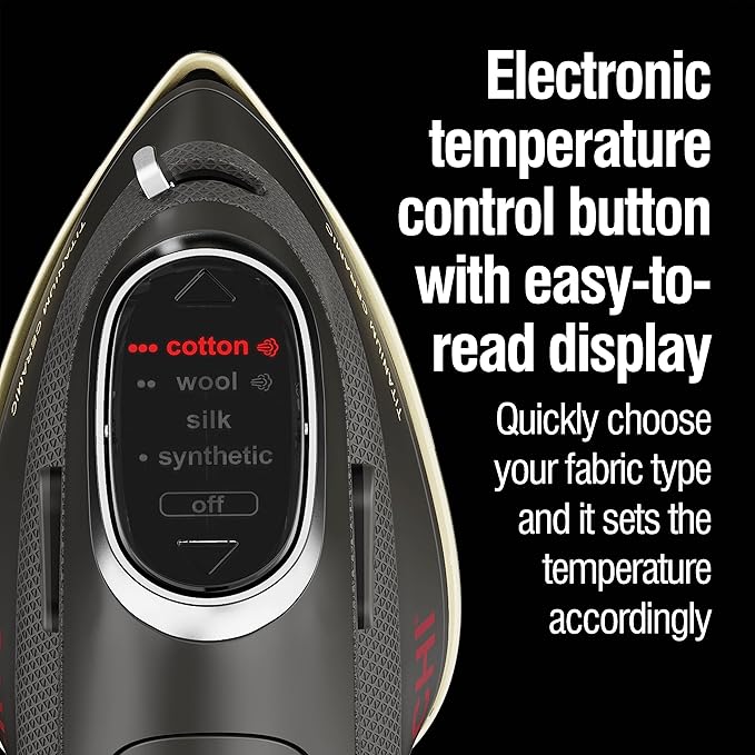 CHI Mini Steam Iron for Clothes, Sewing, Crafting and Travel with Titanium Infused Ceramic Soleplate, 1000 Watts, XL 10’ Cord, 3-Way Auto Shutoff, Portable, Vacation Essentials, Black (13120)