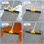 Large Heavy-Duty Floor Squeegee, 18” Rubber Blade Broom & 62” Long Handle Floor Squeegee for Concrete, Bathroom Tile, Garage Concrete, Deck, Shower Glass, Window Cleaning
