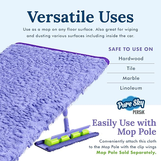 Pure-Sky Magic Deep Clean Cleaning Cloth – JUST ADD Water No Detergents Needed - Multipurpose Ultra Microfiber Cloth - Stick-Attachable for Mop, or as Handheld Microfiber Towels to Clean Any Surfaces