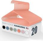Neaties Plastic Hangers 20 Pack - Made in the USA - 6lb Capacity Standard Clothes Hangers with Strap Hooks for Dresses, Lingerie, Shirts, Pants, and Jackets - Peach
