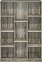 Furinno Luder 11-Cube Open Shelf Bookcase, Bookshelf, French Oak