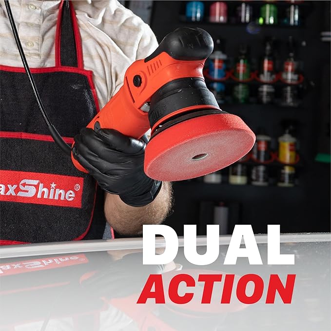 Maxshine M8S V2 Dual Action Polisher Kit | 8mm Throw, 5” Backing Plate, 1000W Motor, 6-Speed | Thread 5/16” | Auto, Boat & Marine Detailing Tool for Paint Correction, Swirl & Scratch Removal
