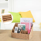 Woven Mail Organizer Countertop, 12 Inch Mail Organizer Basket for Bill and Pen, Farmhouse Desk organizers and storage