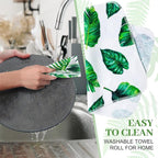 36 Count Reusable Cleaning Cloths Washable Cotton Kitchen Towels for Home(Leaves Style,Green)