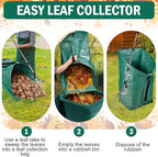 60Gallon Leaf Collector and Adjustable Metal Rake Set,Detachable 18 Tines Leaf Rake with Dustpan-Type Leaf Bag,Leaves Pick up Tool Set,Lawn and Leaf Collector Tool Kit for Lawn Yard Leaves,Shrub,Grass