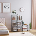 AWTATOS 6 Cube Storage Wire Closet Organizers DIY Stackable Storage Shelves Bookcase Cabinet for Home Office, Black