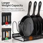 MUDEELA 2 Pack Pots and Pans Organizer Rack for under Cabinet, Expandable Pot Lid Kitchen Cabinet Organizer Holder with 10 Adjustable Compartment Cutting Board Organizer for Pan Lid, Bakeware Sheet