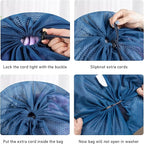 Polecasa Heavy Duty Large Mesh Laundry Bags with ID Tag and Locking Drawstring Closure - 2 Pack, 24 x 36 inches - Laundry Hamper Liner, Washable Laundry Bag for Travel, Sports, Dorms (Blue)