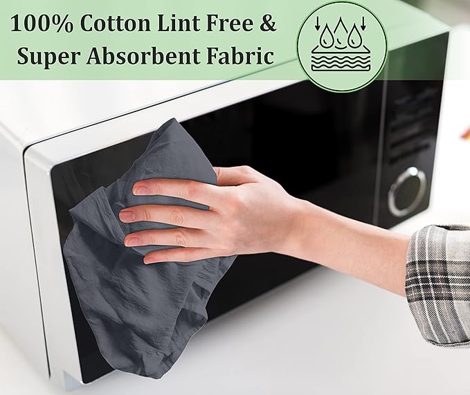 RUVANTI Flour Sack Towels 12 Pack 28 x 28 Inches, Ring Spun 100% Cotton Dish Towel, Machine Washable, Absorbent - Flour Sack Kitchen Towels for Drying and Cleaning - Grey