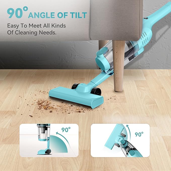 Vazone R6X Corded Stick Vacuum Cleaners for Home, 30000pa Powerful Suction Stick Vacuum with 16Ft Cord, 2 in 1 Lightweight Vacuum Cleaner for Hard Floor Pet Hair (Green)