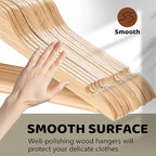 Edergoo Wooden Hangers 20 Pack, Durable Wood Hangers with 360° Swivel Hook & Notches, Slim Coat Hanger Wooden for Closet, Natural