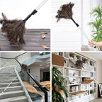 Extendable Ostrich Feather Duster 26-49 Inch, Natural Cleaning Duster with Aluminum Extension Pole Reusable for High Ceilings, Fans, Blinds, Furniture, Interior & Roof Dusting