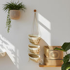 Hanging Baskets for Organizing,3-Tier Woven Cotton Wall-Mounted Storage Organizer Bag Decorative,Kitchen,Living Room,Bedroom,Nursery