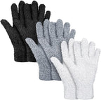 Patelai 3 Pairs Microfiber Plant Dusting Gloves Leaf Cleaning Gloves for Indoor Plants, Blinds, Furniture, House (Black,White,Gary,Small)