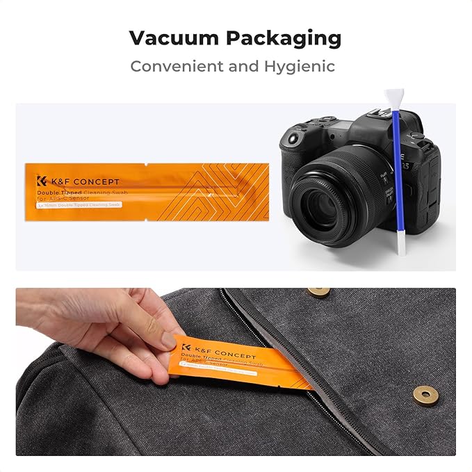 K&F Concept 2-1 16mm APS-C Sensor Cleaning Swab, Viewfinder Cleaning Swab, with 20ml Sensor Cleaner, DSLR SLR Digital Camera CMOS and CCD Sensor Cleaning Swab Kits for Nikon Sony Canon Camera Clean