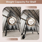SINGAYE 4 Shelves Storage Shelf Wire Closet Bathroom Organizers Metal Pantry Kitchen Garage Shelving Unit Laundry Room Organization Home Rack Net Basket Black with Wheels