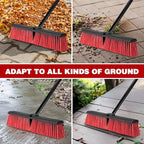 18" Push Broom for Outdoor - Heavy Duty 63" Long Handle Outdoor Broom for Deck,Driveway,Garage,Yard,Deck,Patio,Warehouse,Concrete