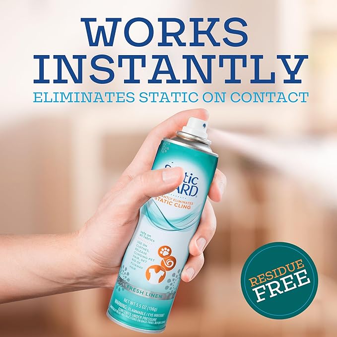 Static Guard Fabric Spray, Fresh Linen Scent, 1.4 Ounce Can