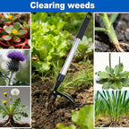 Weed Puller Tool Stand Up Weeder with Long Handle & 4-Claw Steel Head, Manual Weed Remover for Lawn and Garden, No Bend Weeding Tool
