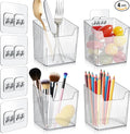 4 Pack Acrylic Wall Mount Organizer, Adhesive Cabinet Door Storage Bins, Clear Makeup Containers, Stackable Organizer Basket for Kitchen, Bathroom, Cabinet, Pantry, Office