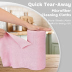 Matthew Microfiber Cleaning Cloth Roll 72Pack (12" x 12") Reusable Paper Towels&Washable Tear Away Towels,Ultra Water Absorbent Lint&Streak Free Cleaning Rags for Glass,Dishwash,Bathroom,Cars-Red