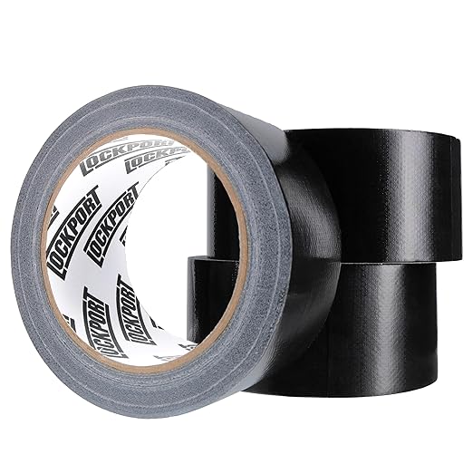 Lockport 3 Pack Black Duct Tape Heavy Duty Waterproof,20 Yards x 2 Inch,Strong Adhesive Roll for Indoor & Outdoor Repair,No Residue,Tear by Hand - Duct Tape Bulk Value