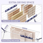 APEXCHASER Clothes Drying Rack Foldable, Drying Rack Clothing Large Space, Winged Laundry Rack with Sock Clips for Hanging Towels Clothes Dress Bedding Indoor Outdoor, White