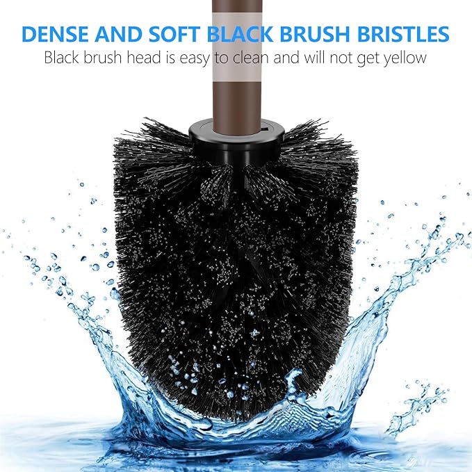 SetSail Toilet Brush, Compact Size Toilet Bowl Brush and Holder Toilet Brushes for Bathroom with Stainless Steel Handle Toilet Cleaner Brush with Durable Scrubbing Bristles, 4 Packs, Brown