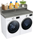 Royxen Laundry Countertop with 2-Tier Shelf Universal Fit, Washer and Dryer Countertop with Storage Space, Shelf Height 11.5 Inches, Solid Wood Core, Eucalyptus