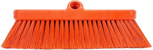 SPARTA 41278EC24 Flo-Thru Plastic Wall Scrub Brush, Equipment Brush With Soft Nylex Bristles For Industrial Kitchens, Hospitals, Commercial Cleaning, 4 Inches, Orange