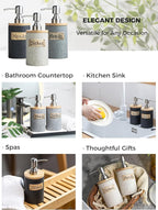 Kitchen Soap Dispenser Set, Ceramic Hand and Dish Soap Dispenser Set with Tray Collapsible Funnel, Hand Soap and Lotion Dispenser for Bathroom, White Bathroom Accessories