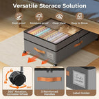 Under Bed Storage with Wheels, Large Capacity UnderBed Containers with Clear Lids, Shoe Organizer Under Bed Drawers, Rolling Under the Bed Storage for Clothes, Shoes, Blankets