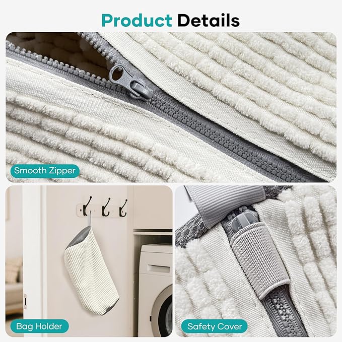 Shoe Washing Machine Bag for Washer & Dryer, Large Shoe Bag for Washing Machine Plush Fibers laundry Bag for Sneakers, Tennis Shoes and Gym shoes, White (2PCS)