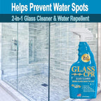 Glass CPR 2-in-1 Glass Cleaner & Water Repellent (22oz) + 2 Microfiber Applicator Towels | Deep Cleaning for Glass, Mirrors, Windows, Windshields, Shower Doors