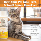 Skout's Honor Probiotic Cat Shampoo & Conditioner with Avocado Oil & Omega-3s, 97% Natural, Paraben & Sulfate-Free, Cruelty-Free, Defend Against Itch, Dryness, Irritation. 16oz, Honeysuckle