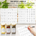 AISIPRIN Glass Spice Jars with 398 Labels, 24 pcs 4oz Spice Containers with Bamboo Lids, Square Spice Bottles With Shaker Lids,Spice Organization for Cabinet,Drawer,Rack,Seasoning Organizer
