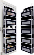 Over Door Hanging Storage Organizer, 5 Large Pockets, 10 Mesh Pockets,Black, 44 lbs Capacity (Black)