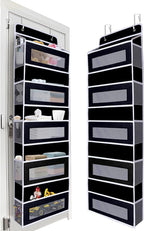 Over Door Hanging Storage Organizer, 5 Large Pockets, 10 Mesh Pockets,Black, 44 lbs Capacity (Black)